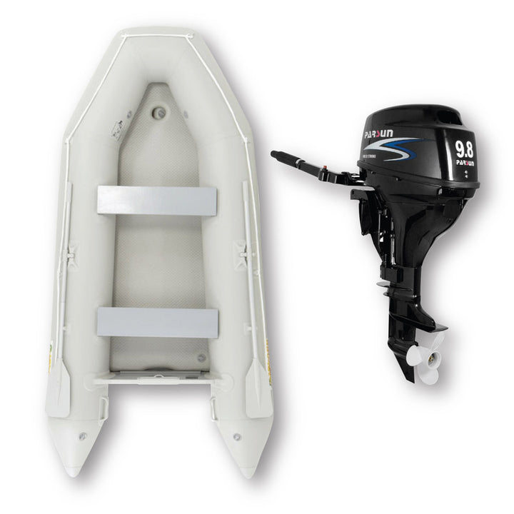 3.3m ISLAND INFLATABLE BOAT + 9.8HP PARSUN OUTBOARD MOTOR