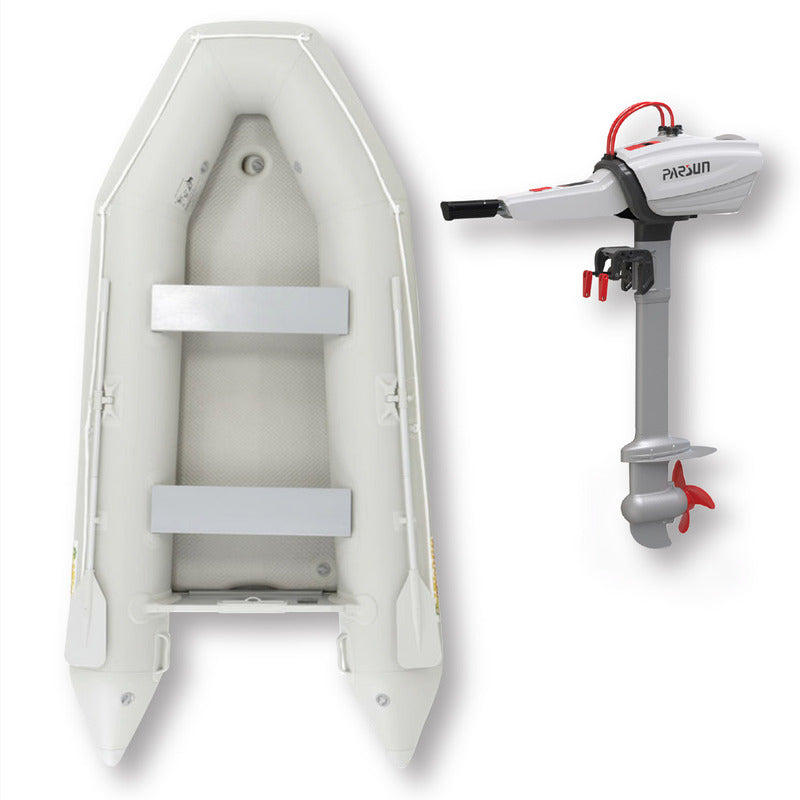 3.3m ISLAND INFLATABLE BOAT WHITE OR GRAY + 3hp PARSUN ELECTRIC OUTBOARD MOTOR