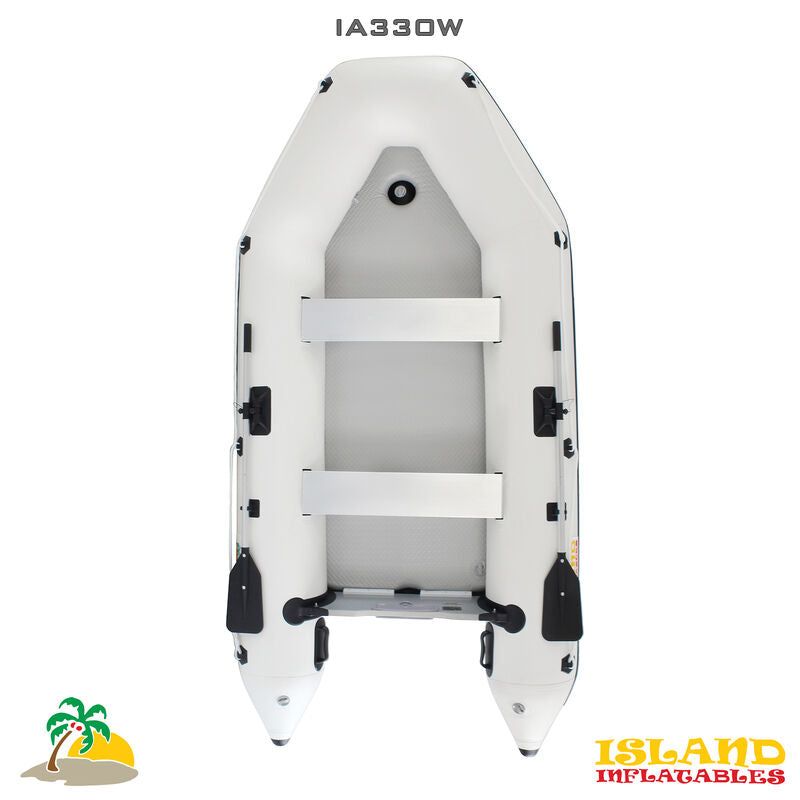 3.3m ISLAND INFLATABLE BOAT WHITE OR GRAY + 3hp PARSUN ELECTRIC OUTBOARD MOTOR
