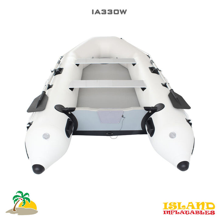 3.3m ISLAND INFLATABLE BOAT WHITE OR GRAY + 3hp PARSUN ELECTRIC OUTBOARD MOTOR