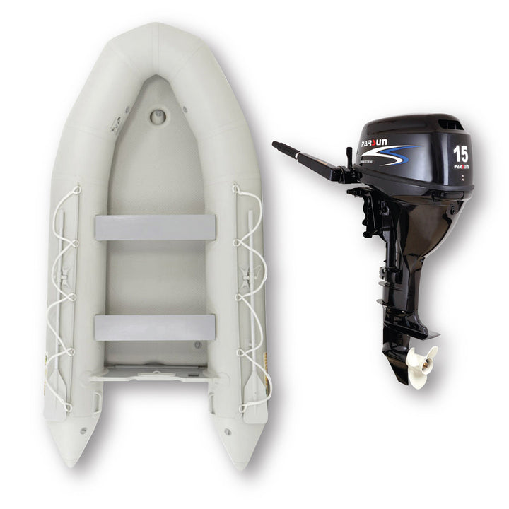 3.65m ISLAND INFLATABLE BOAT + 15HP PARSUN OUTBOARD MOTOR