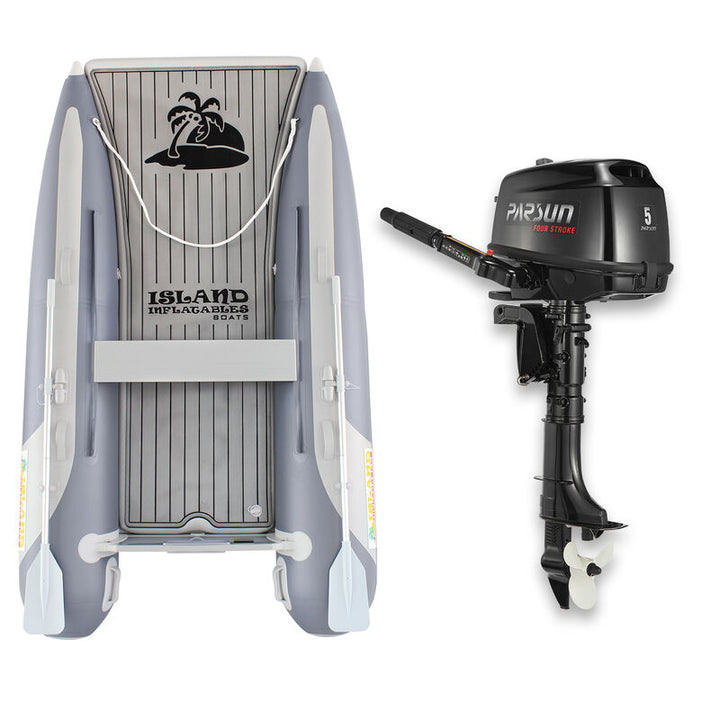 2.85m ISLAND INFLATABLE CAT BOAT + 5HP PARSUN OUTBOARD MOTOR
