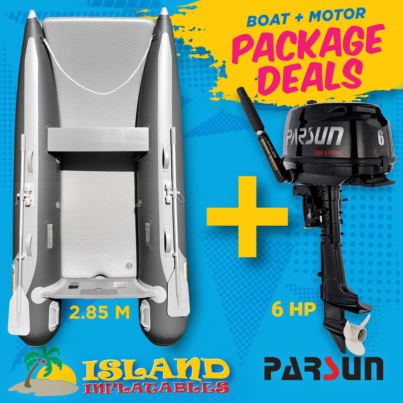 2.85m ISLAND INFLATABLE CAT BOAT + 6HP PARSUN OUTBOARD MOTOR