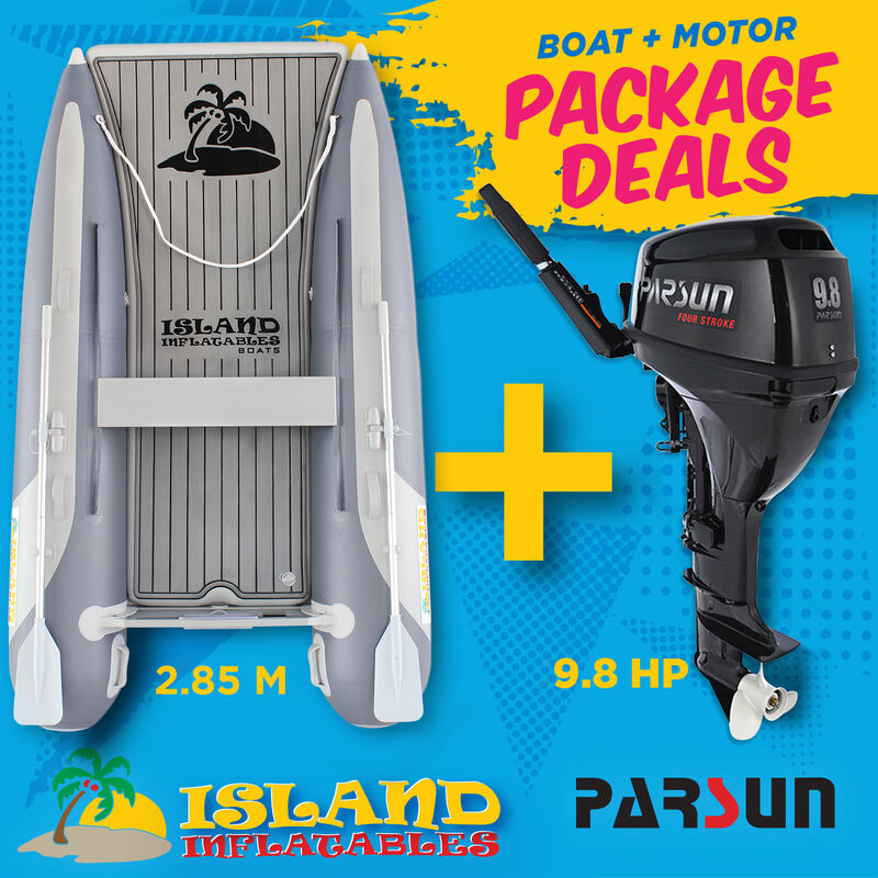 2.85m ISLAND INFLATABLE CAT BOAT + 9.8HP PARSUN OUTBOARD MOTOR