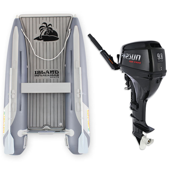 2.85m ISLAND INFLATABLE CAT BOAT + 9.8HP PARSUN OUTBOARD MOTOR