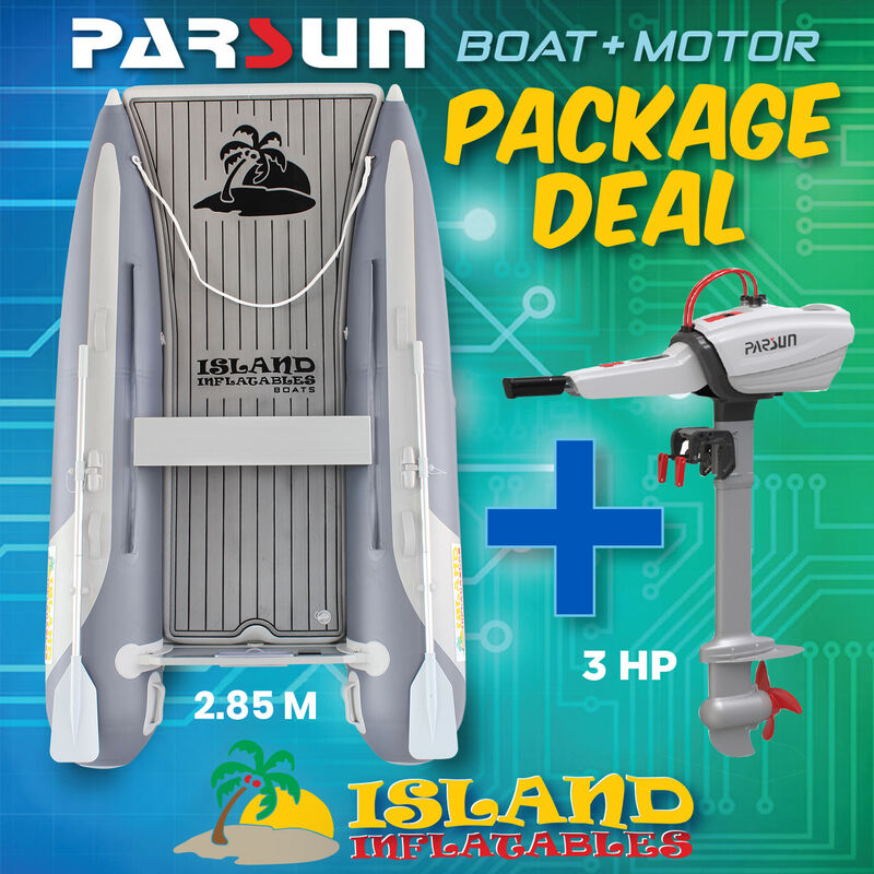 2.85m ISLAND INFLATABLE CAT BOAT + 3hp PARSUN ELECTRIC OUTBOARD MOTOR