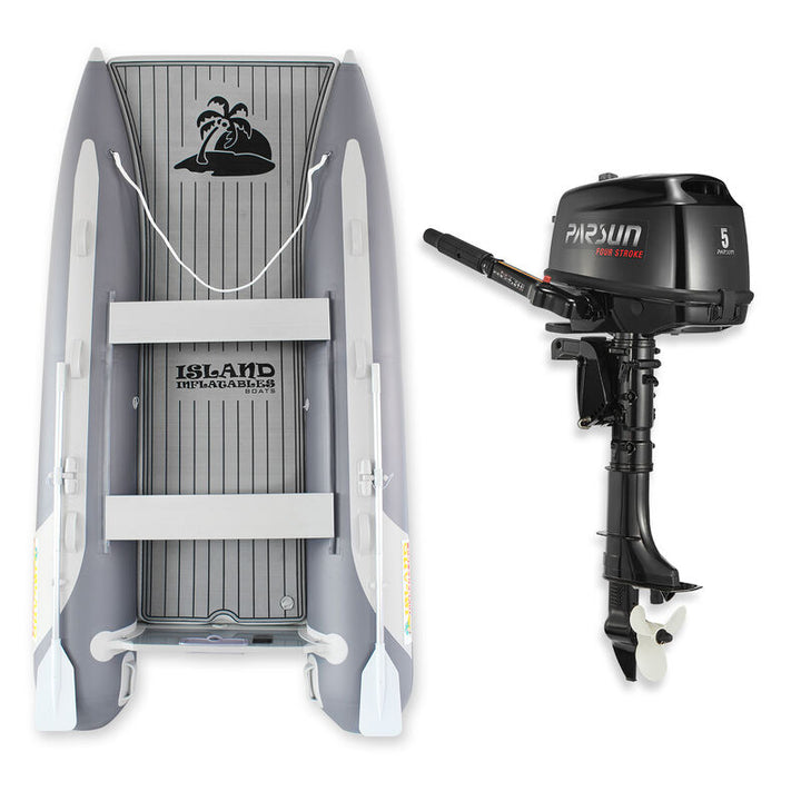 3.35m ISLAND INFLATABLE CAT BOAT + 5HP PARSUN OUTBOARD MOTOR
