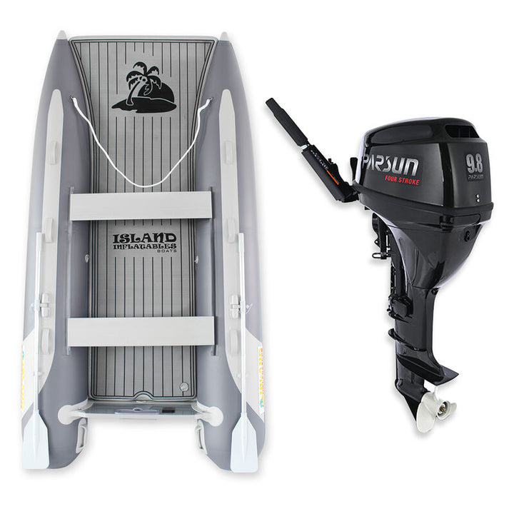 3.35m ISLAND INFLATABLE CAT BOAT + 9.8HP PARSUN OUTBOARD MOTOR